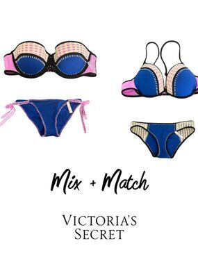 Victoria’s Secret Mix & Match Bikini Pieces Blue Pink Crochet Choose Your Size